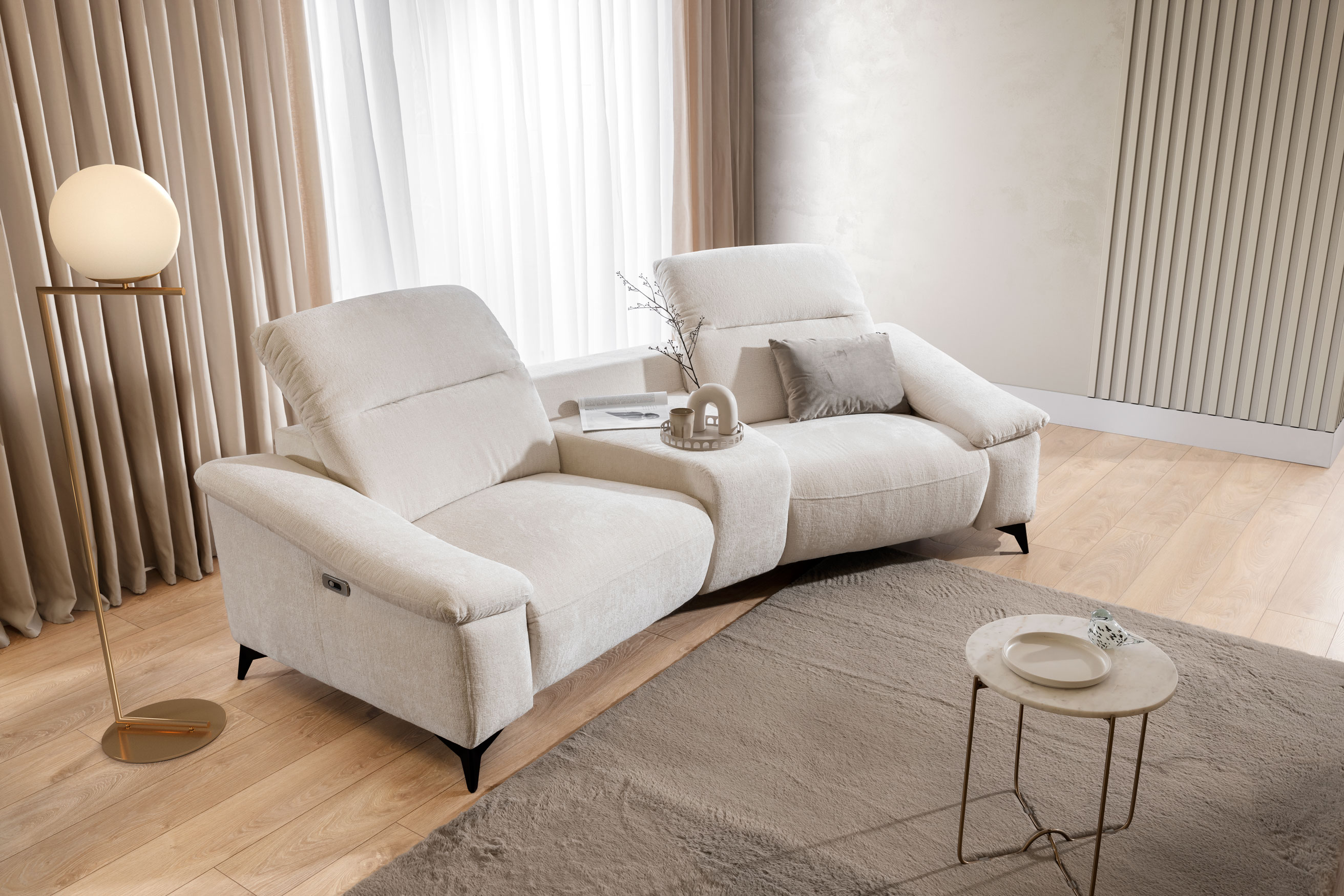 Pohovka Gappa s panelem - 1BL + Panel S + 1BP Nožičky: Černé, látka: Cloud 70