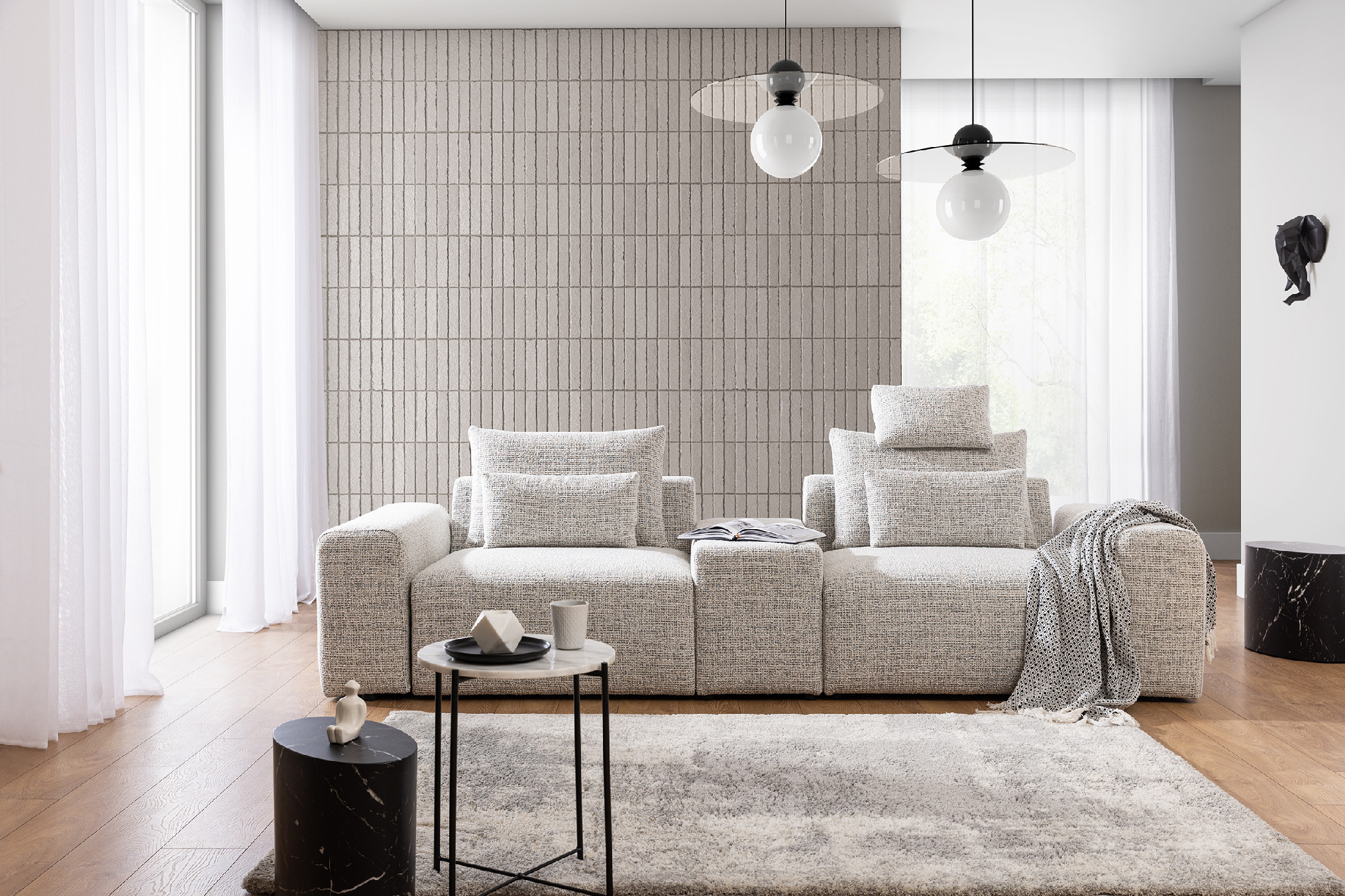 Pohovka Bastia 1,5BL+panel+1,5BP látka: Castel 20