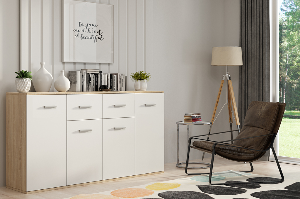 Komoda Jacob III. Barva korpusu: Dub artisan + Bílá