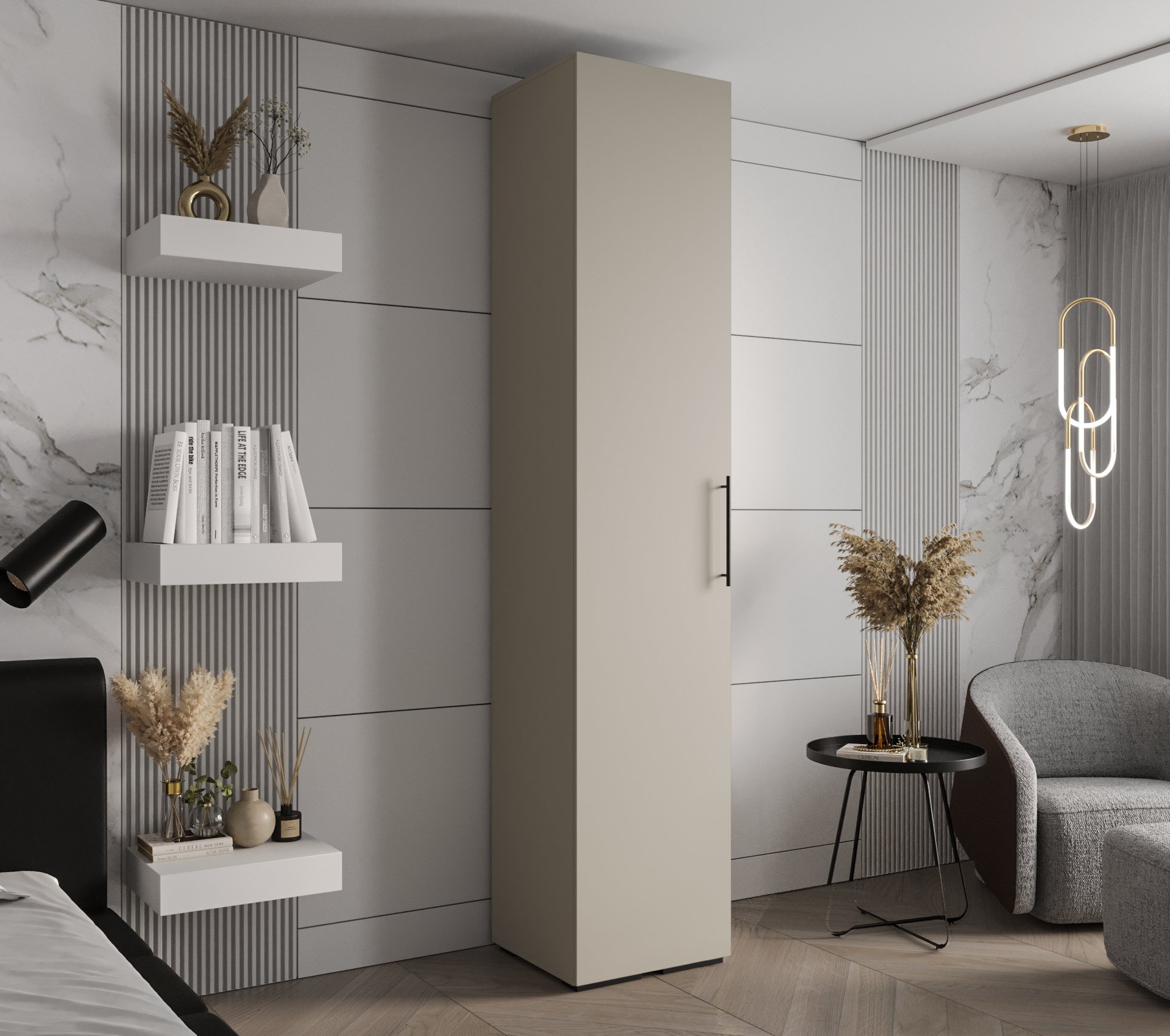 Šatní skříň Abi Inova 3 Rozměry: 50 cm, Pásky / úchyty: Černá, Barva korpusu + barva dveří: Kašmír