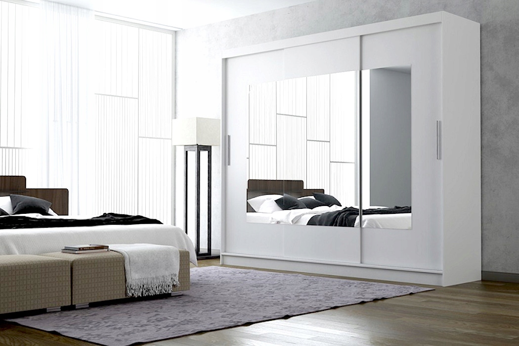 Šatní skříň Marita 250 cm bílá – posuvné dveře