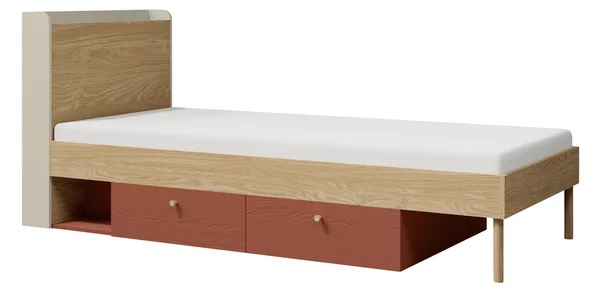 Postel Yuki 13 Barva korpusu: šedobéžová/ dub olejovaný/ koral