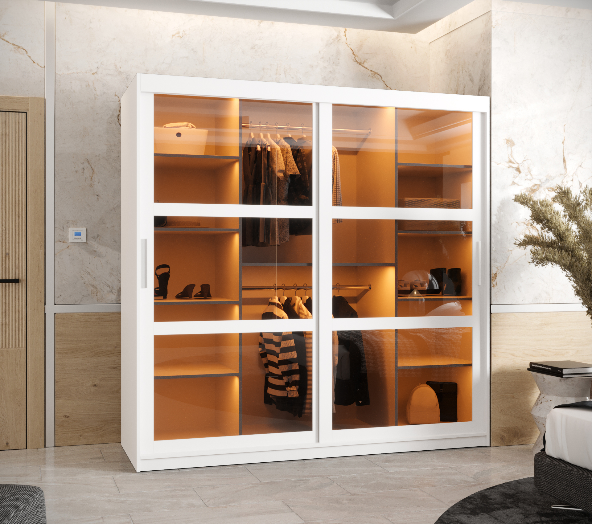 Šatní skříň Abi Dome Rozměry: 180 cm, Barva korpusu + barva dveří: Bílá + Bílá