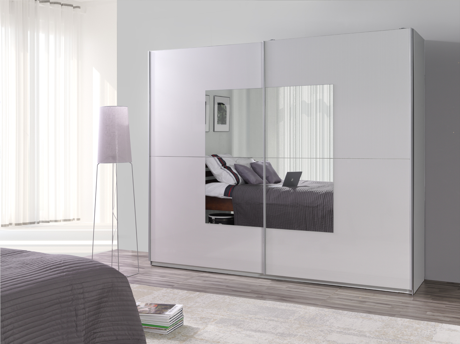 Šatní skříň Lux 30 Barva korpusu: Bílá, Rozměry: 244 cm, Dveře: Zrcadlo - Bílá,Zrcadlo