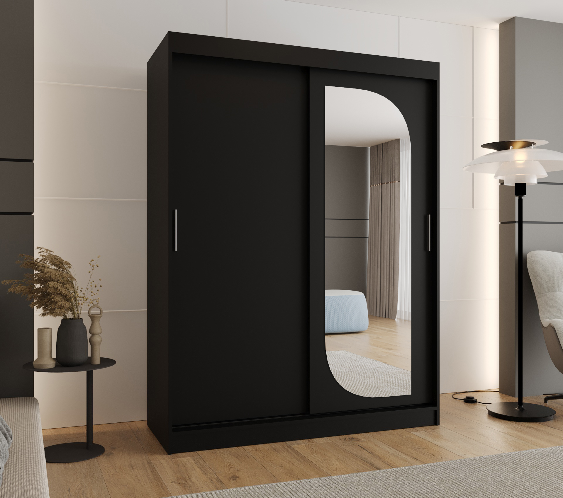 Šatní skříň Abi Lucy Rozměry: 150 cm, Barva korpusu + barva dveří: Černá + Černá
