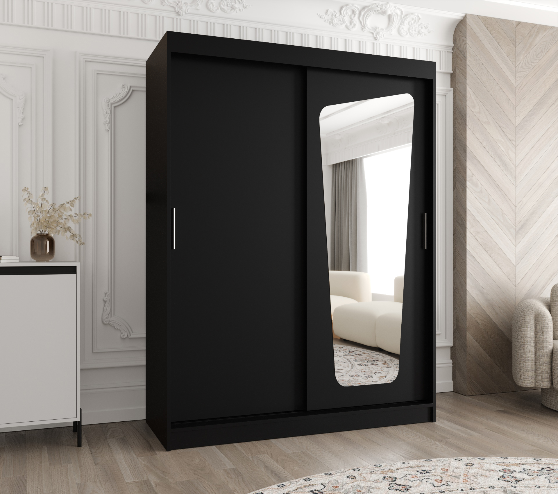 Šatní skříň Abi Moka Rozměry: 150 cm, Barva korpusu + barva dveří: Černá + Černá