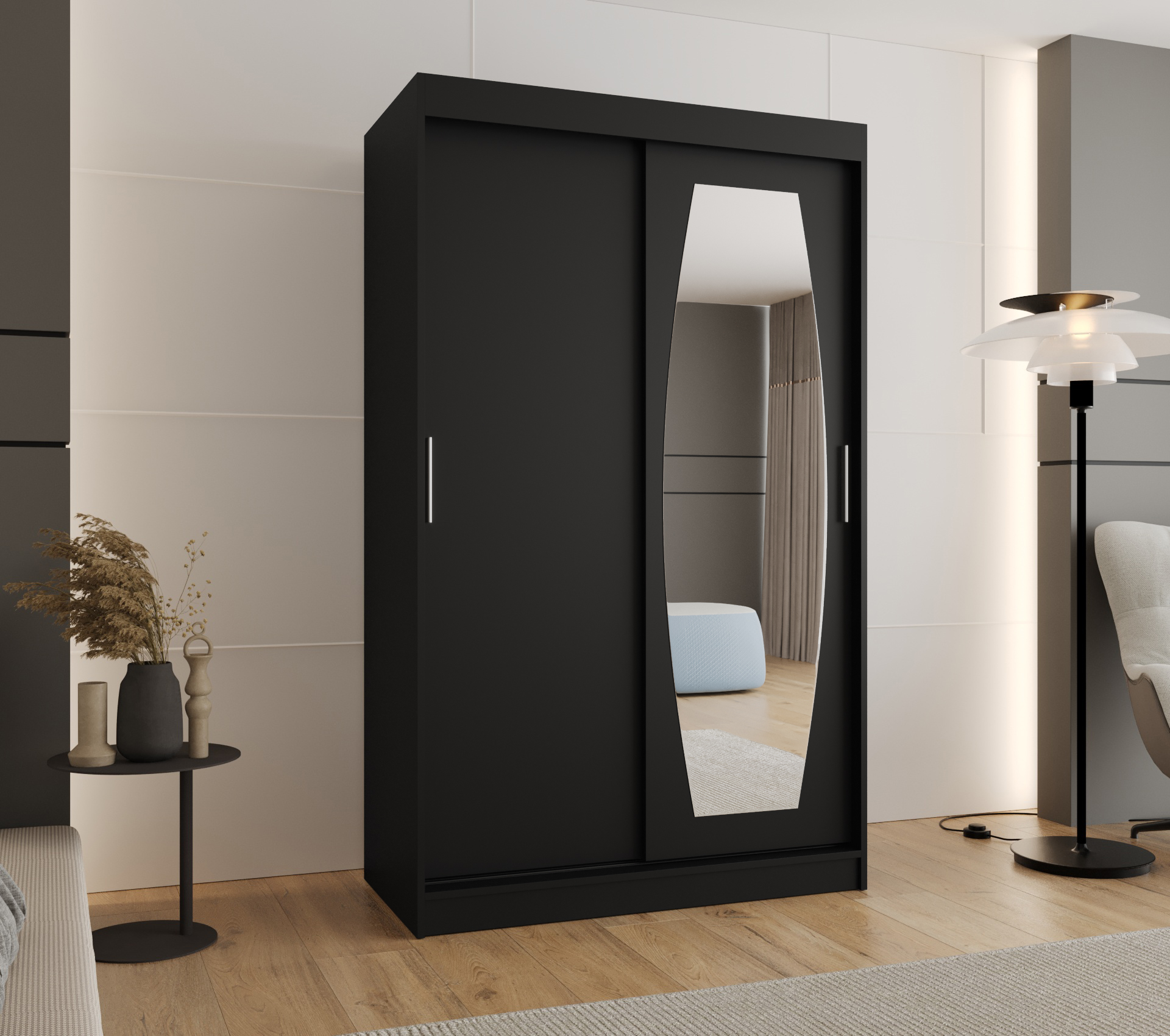 Šatní skříň Abi Rossa Rozměry: 120 cm, Barva korpusu + barva dveří: Černá + Černá