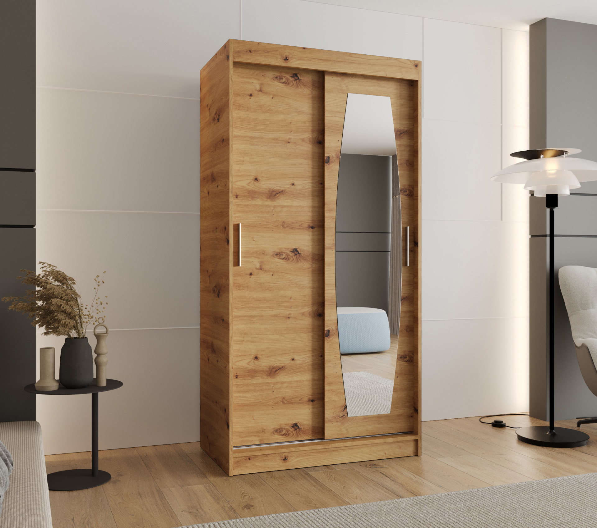 Šatní skříň Abi Rossa Rozměry: 100 cm, Barva korpusu + barva dveří: Dub artisan + Dub artisan