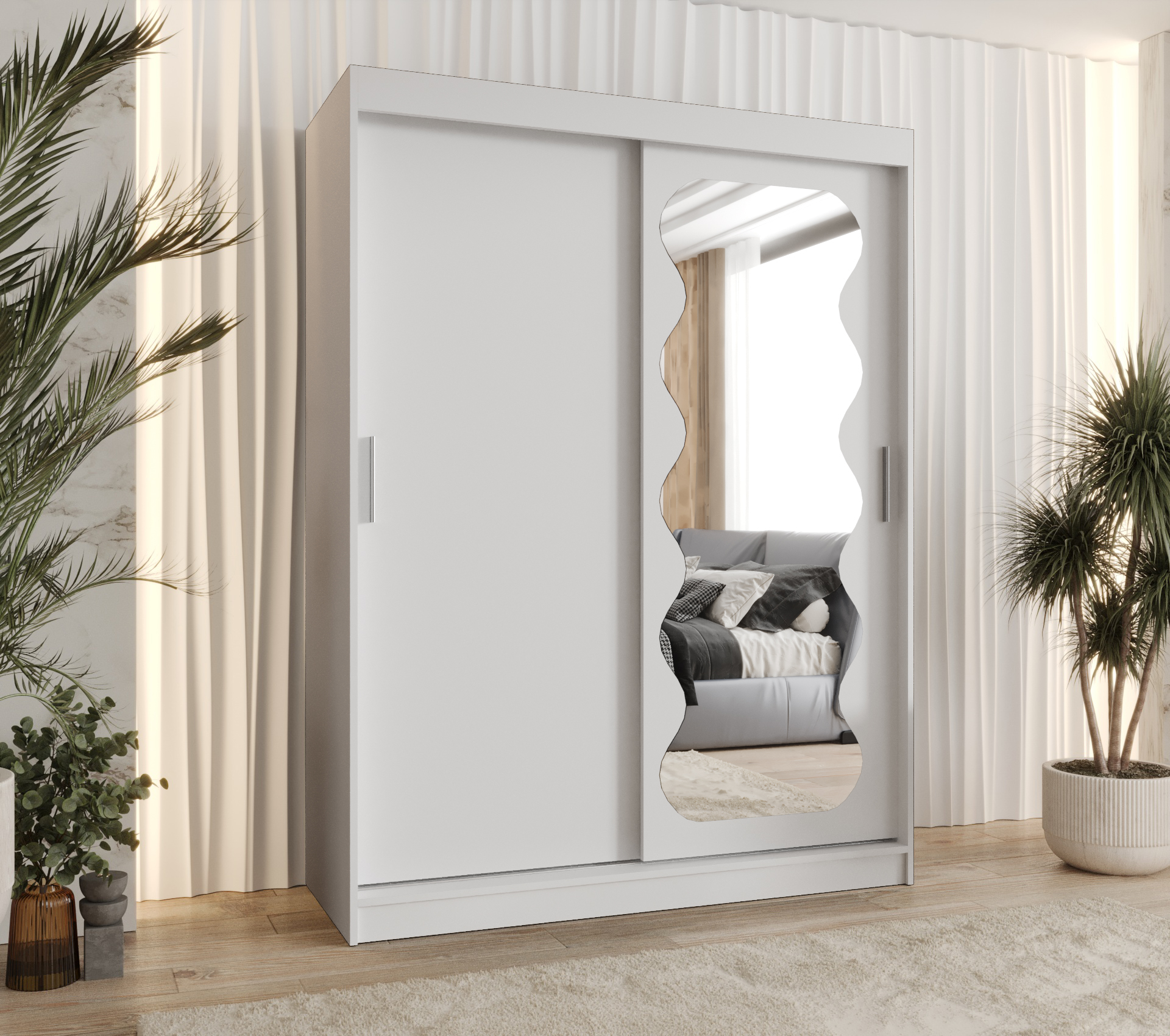 Šatní skříň Abi Spoti Rozměry: 150 cm, Barva korpusu + barva dveří: Bílá + Bílá