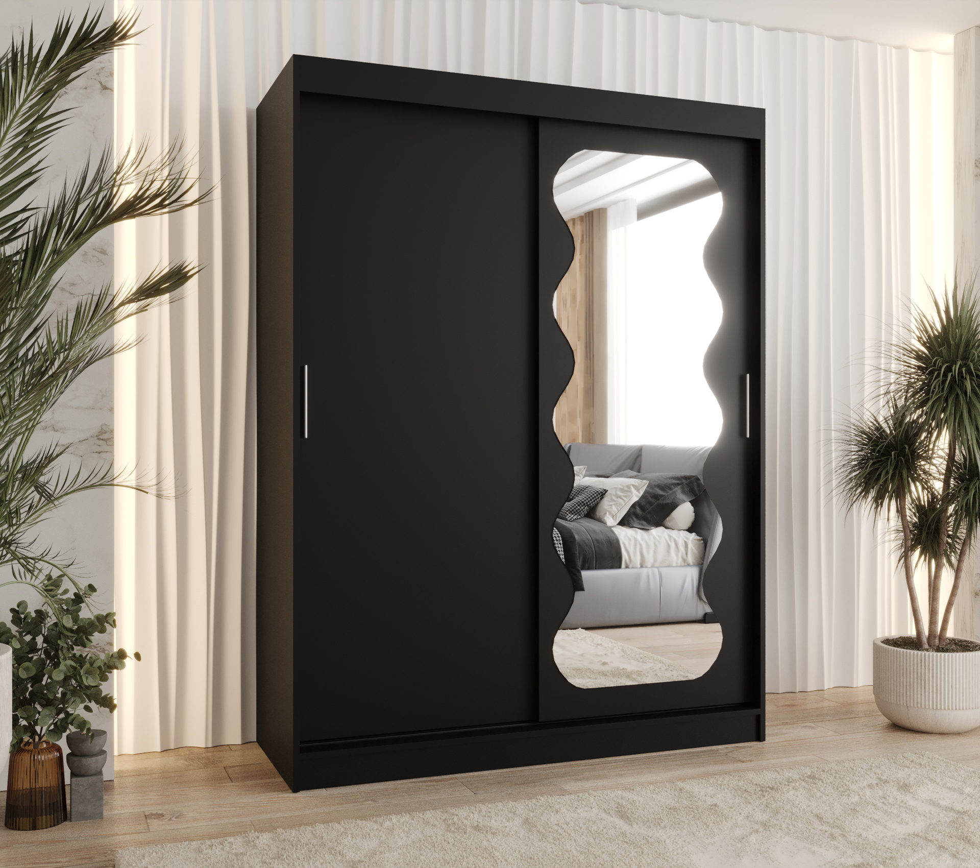 Šatní skříň Abi Spoti Rozměry: 150 cm, Barva korpusu + barva dveří: Černá + Černá