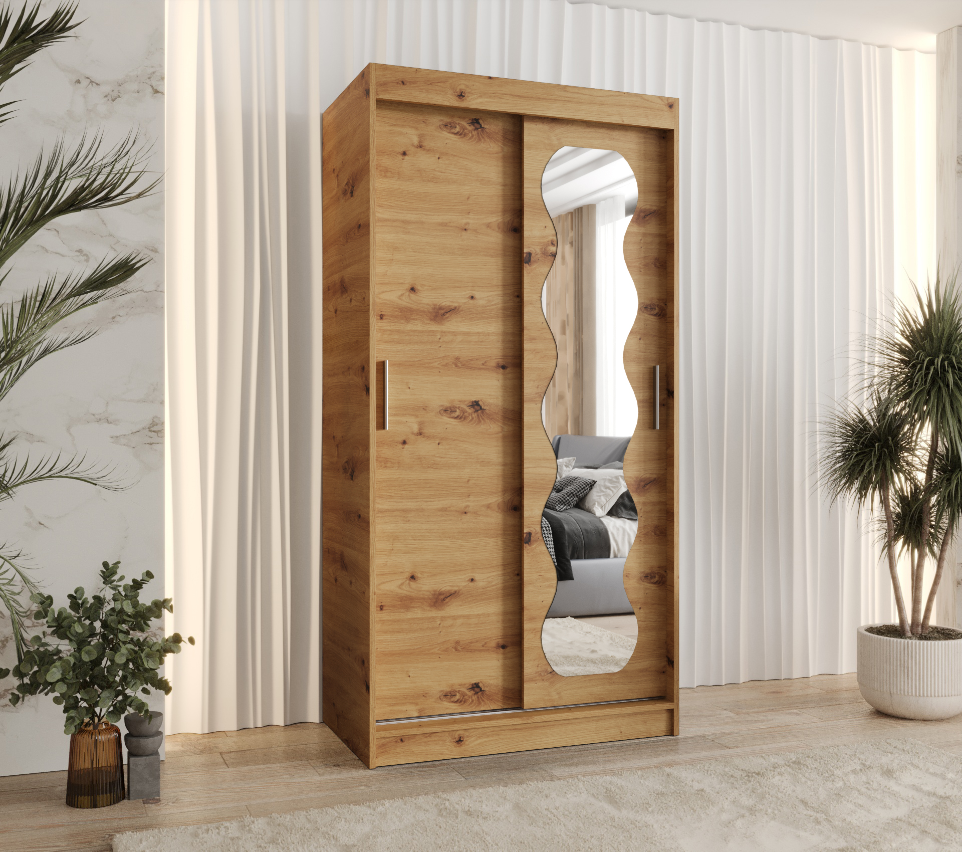 Šatní skříň Abi Spoti Rozměry: 100 cm, Barva korpusu + barva dveří: Dub artisan + Dub artisan