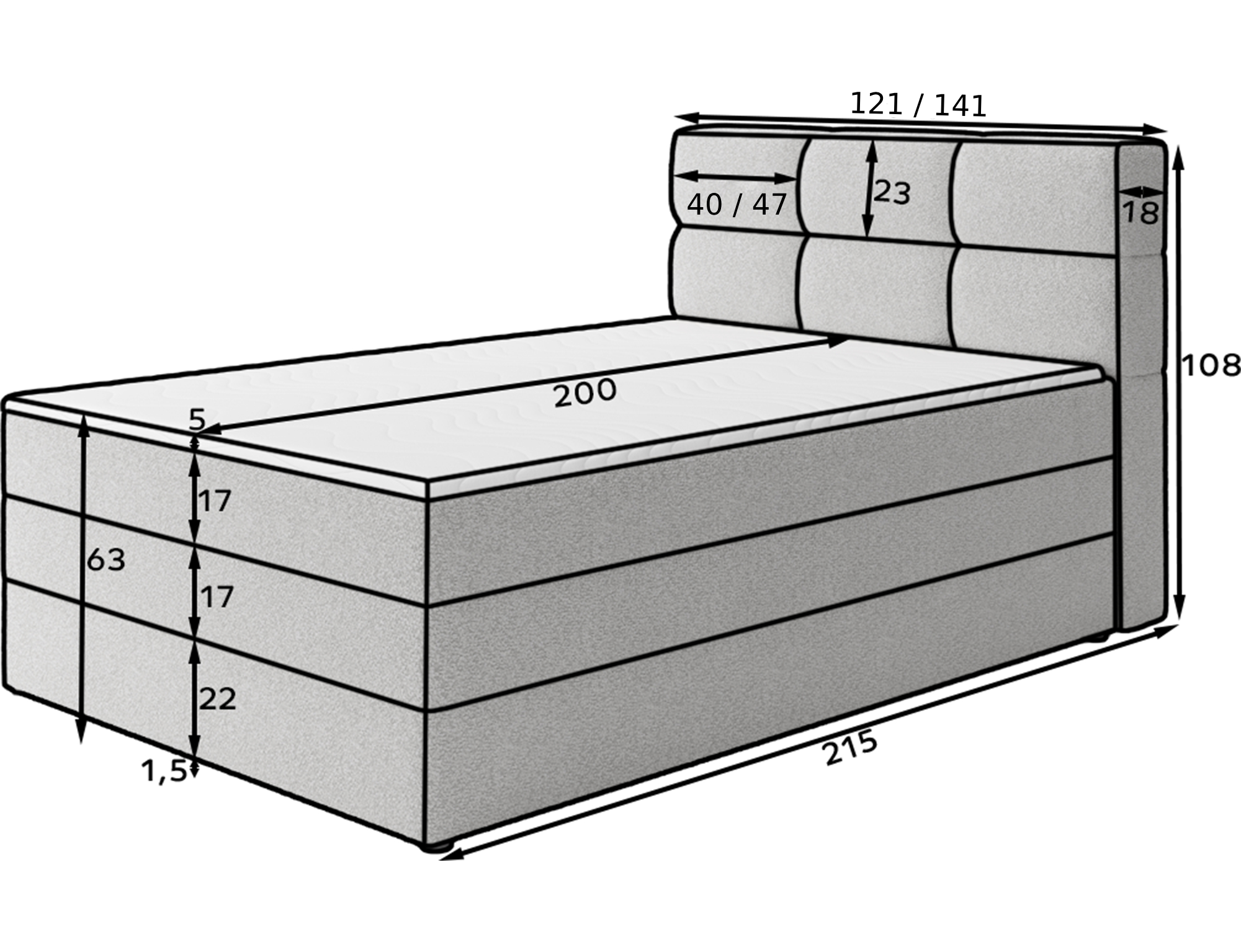 Boxspring Kasped Rozměr: 140 x 200 cm, látka: Royal 1 (obrázek 10)