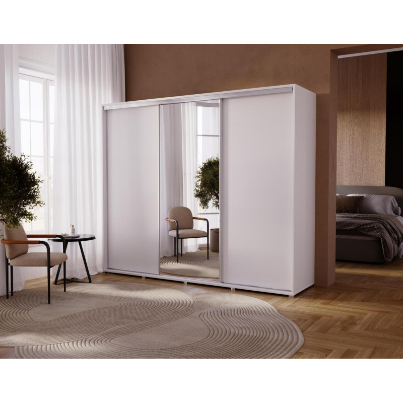 Šatní skříň Silver Barva korpusu: Bílá, Rozměry: 255 cm, Dveře: Zrcadlo