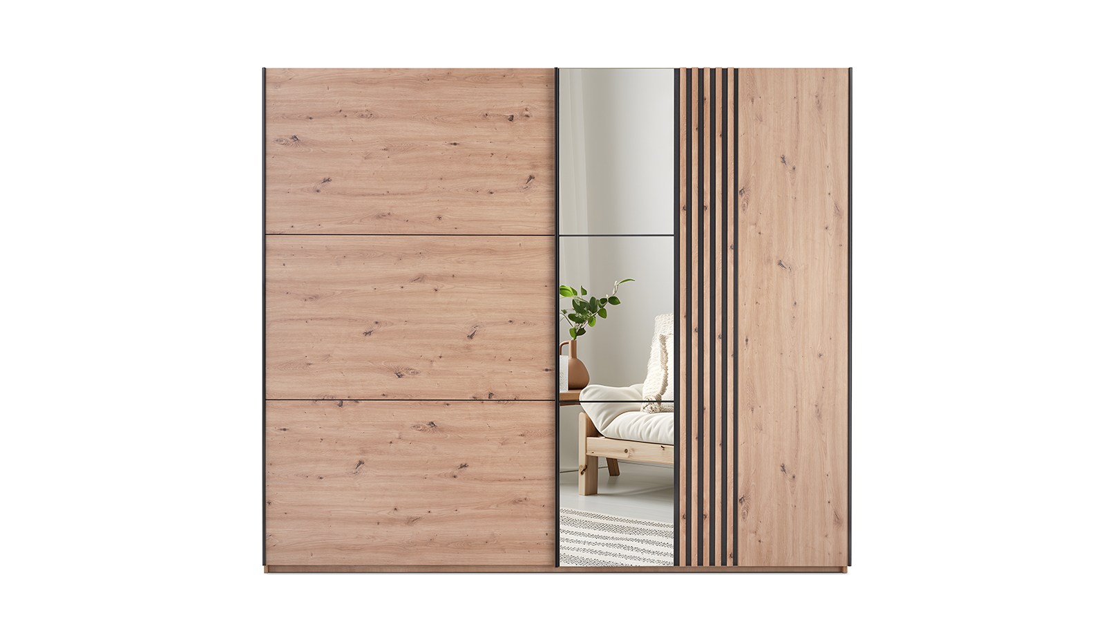 Šatní skříň Sintra 250 cm Dub artisan se zrcadlem
