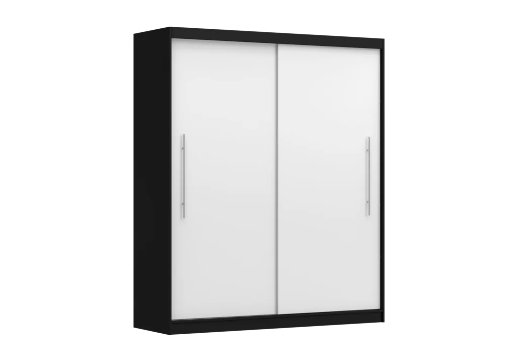 Šatní skříň Rico II Barva korpusu: Černá, Dveře: Bílé