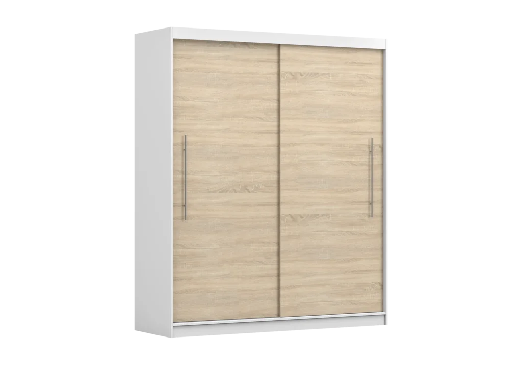 Šatní skříň Rico II Barva korpusu: Bílá, Dveře: Dub sonoma