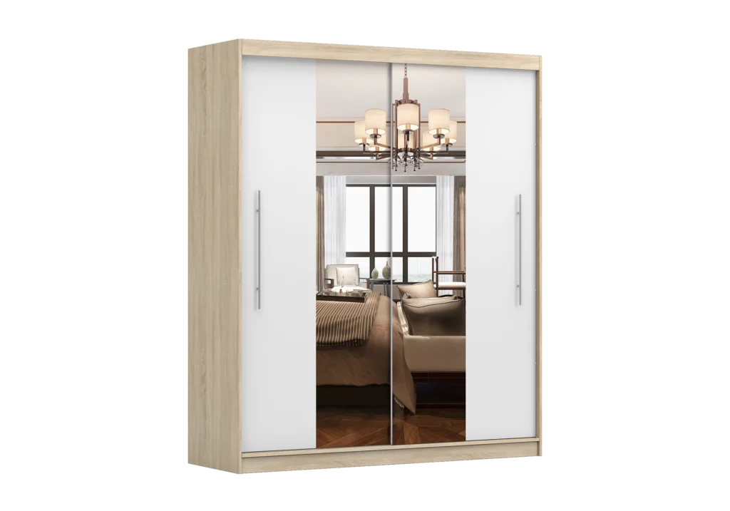 Šatní skříň Rico I Barva korpusu: Dub - sonoma, Dveře: Bílé