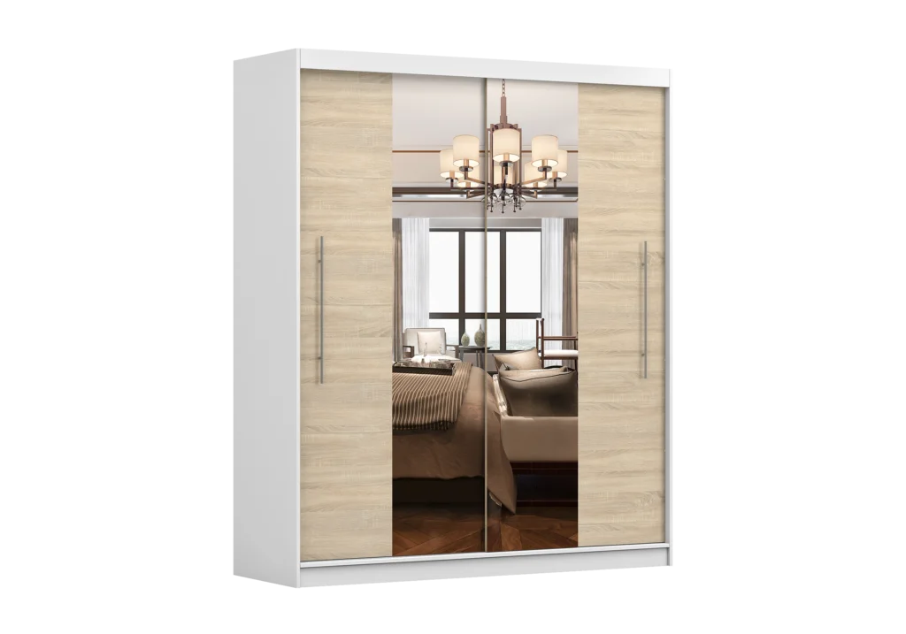 Šatní skříň Rico I Barva korpusu: Bílá, Dveře: Dub sonoma