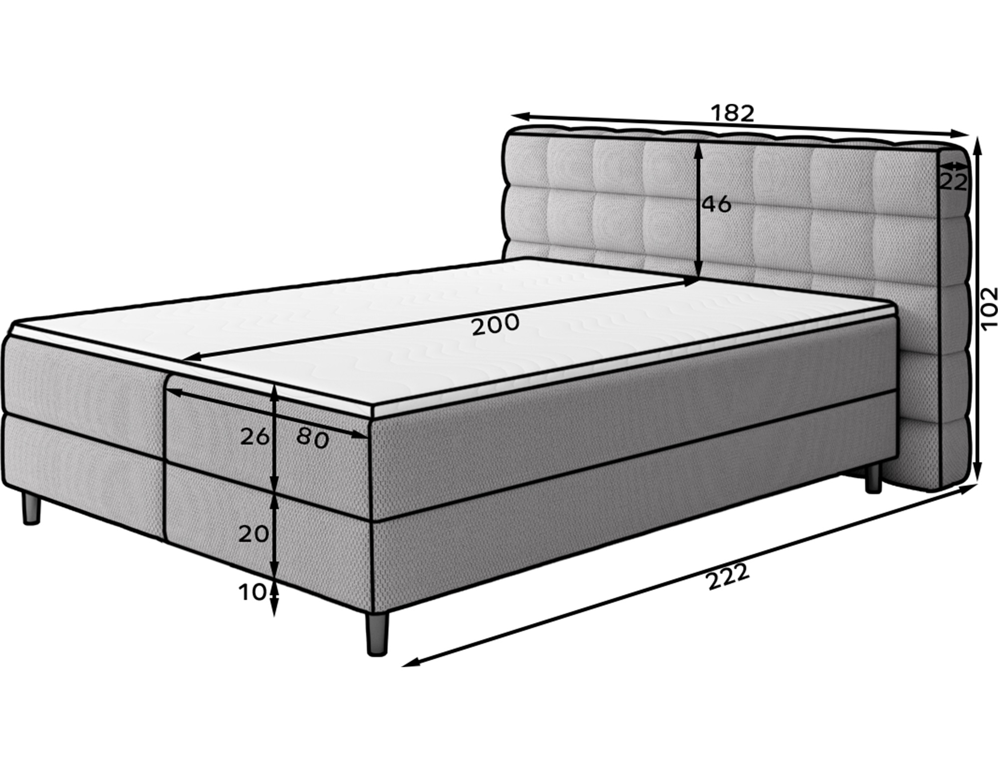 Boxspring Camma Rozměr: 180 x 200 cm, látka: Calmora 5 (obrázek 11)