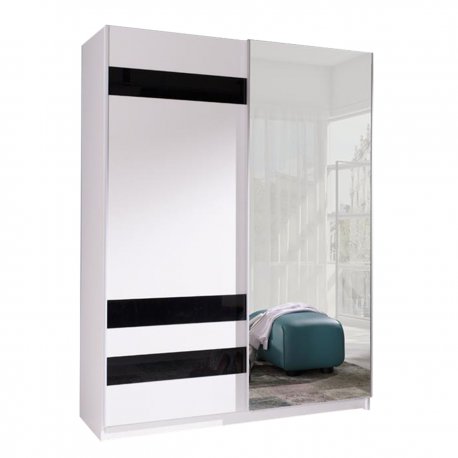 Šatní skříň Batumi 7 Barva korpusu: Bílá, Dveře: Zrcadlo - Bílá,Zrcadlo