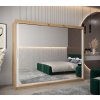 šatní skříň T3 s posuvnými dveřmi se zrcadlem - šířka 250 cm dub artisan + bílá