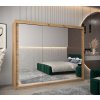šatní skříň T3 s posuvnými dveřmi se zrcadlem - šířka 250 cm dub artisan