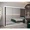 šatní skříň T3 s posuvnými dveřmi se zrcadlem - šířka 250 cm černá + bílá