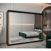 šatní skříň T3 s posuvnými dveřmi se zrcadlem - šířka 250 cm dub artisan + černá