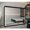 šatní skříň T3 s posuvnými dveřmi se zrcadlem - šířka 250 cm černá + bílá