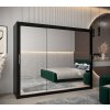 šatní skříň T3 s posuvnými dveřmi se zrcadlem - šířka 250 cm černá