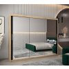 šatní skříň T3 s posuvnými dveřmi se zrcadlem - šířka 250 cm dub sonoma + černá