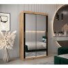 šatní skříň T3 s posuvnými dveřmi se zrcadlem - šířka 120 cm dub artisan + černá