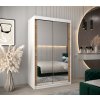 šatní skříň T3 s posuvnými dveřmi se zrcadlem - šířka 120 cm dub artisan + bílá