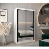šatní skříň T3 s posuvnými dveřmi se zrcadlem - šířka 120 cm černá + bílá