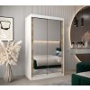 šatní skříň T3 s posuvnými dveřmi se zrcadlem - šířka 120 cm dub sonoma + bílá
