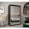 šatní skříň T3 s posuvnými dveřmi se zrcadlem - šířka 120 cm dub artisan + černá