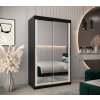 šatní skříň T3 s posuvnými dveřmi se zrcadlem - šířka 120 cm černá + bílá