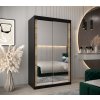 šatní skříň T3 s posuvnými dveřmi se zrcadlem - šířka 120 cm dub sonoma + černá