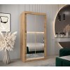 šatní skříň T3 s posuvnými dveřmi se zrcadlem - šířka 100 cm dub artisan