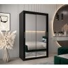 šatní skříň T3 s posuvnými dveřmi se zrcadlem - šířka 120 cm černá