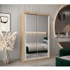 šatní skříň T3 s posuvnými dveřmi se zrcadlem - šířka 120 cm dub sonoma + bílá