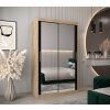šatní skříň T3 s posuvnými dveřmi se zrcadlem - šířka 120 cm dub sonoma + černá