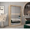 šatní skříň T3 s posuvnými dveřmi se zrcadlem - šířka 120 cm dub sonoma