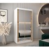 šatní skříň T3 s posuvnými dveřmi se zrcadlem - šířka 100 cm dub artisan + bílá