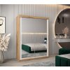 šatní skříň T3 s posuvnými dveřmi se zrcadlem - šířka 150 cm dub artisan + bílá