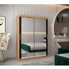 šatní skříň T3 s posuvnými dveřmi se zrcadlem - šířka 150 cm dub artisan + černá