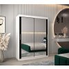 šatní skříň T3 s posuvnými dveřmi se zrcadlem - šířka 150 cm černá + bílá