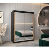 šatní skříň T3 s posuvnými dveřmi se zrcadlem - šířka 150 cm dub artisan + černá