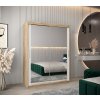 šatní skříň T3 s posuvnými dveřmi se zrcadlem - šířka 150 cm dub sonoma + bílá