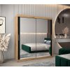 šatní skříň T3 s posuvnými dveřmi se zrcadlem - šířka 180 cm dub artisan + černá